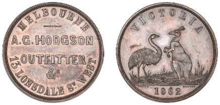 Australia, Victoria, MELBOURNE, A.G. Hodgson, Penny, 1862 (G 116; A 257). Extremely fine Â£1...
