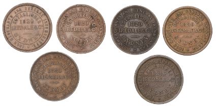 Australia, New South Wales, SYDNEY, Iredale & Co., Pennies (6), undated (G 143, 144, 144a, 1...