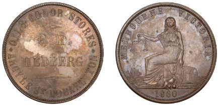 Australia, Tasmania, HOBART, O.H. Hedberg, mule Penny, 1860 (G 101d; A 199). Uneven toning,...