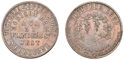 Australia, Victoria, MELBOURNE, Robison Bros & Co., Penny, 1862 (G 242; A 463). Very fine, s...