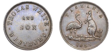 Australia, Tasmania, WESTBURY, Thomas White and Son, Halfpenny, 1855 (G 306; A 621). Good ve...