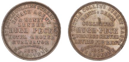 Australia, Victoria, MELBOURNE, Hugh Peck, Penny, undated (G 220; A 433). Minor flan flaws,...