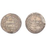 Abbasid, al-Hadi, Dirham, Kirman 169h, 2.89g/3h (Artuk 217; A 217.1; ICV 381). Small dig in...