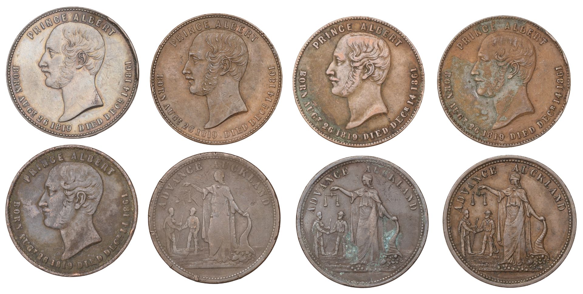 New Zealand, AUCKLAND, Morrin & Co., Pennies (3), undated (G 203, 203a, 203b; A 387-389); S....