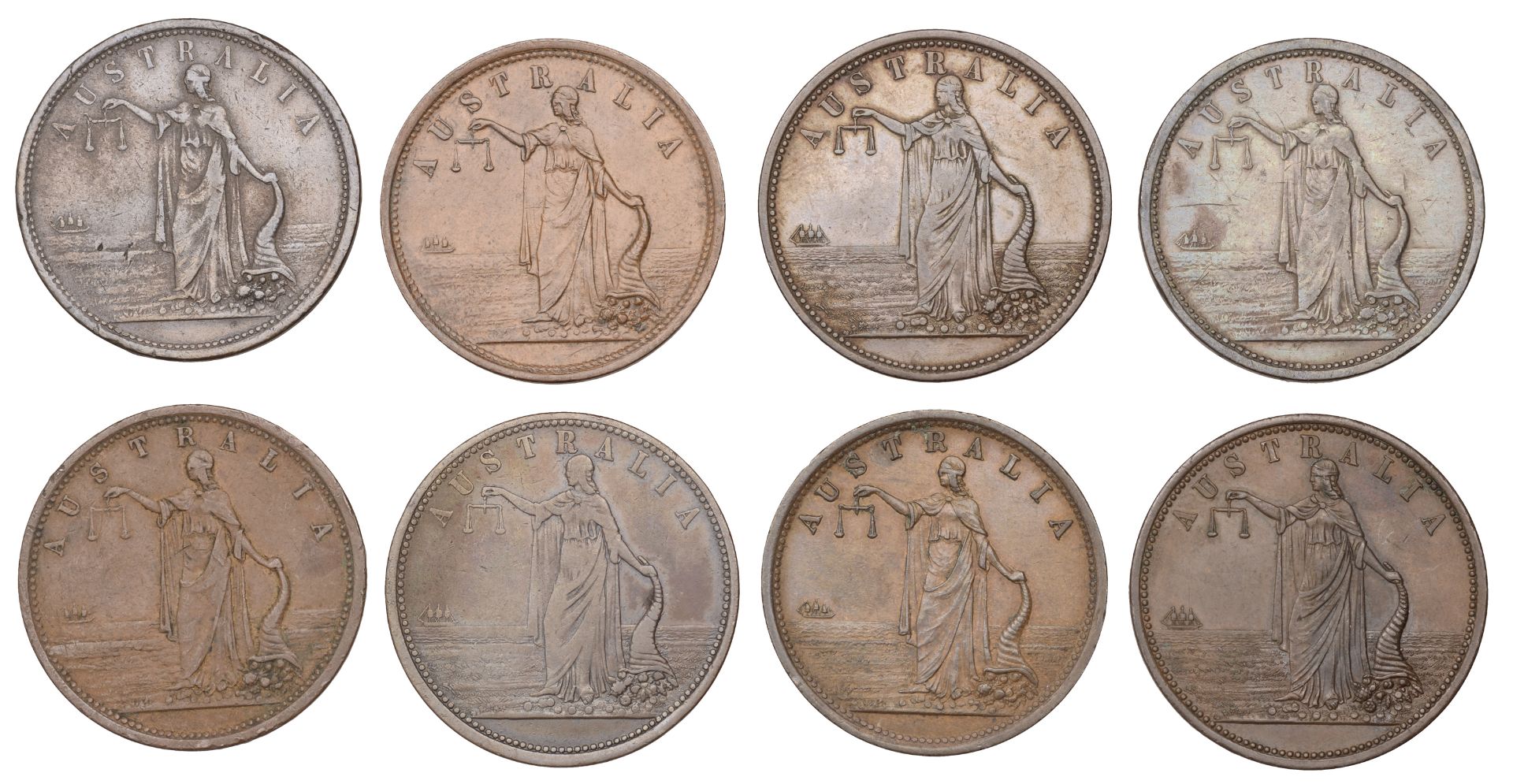Australia, Victoria, GEELONG, R. Parker, Pennies (8), undated (G 216, 216a, 216b, 216d, 216e... - Bild 2 aus 2