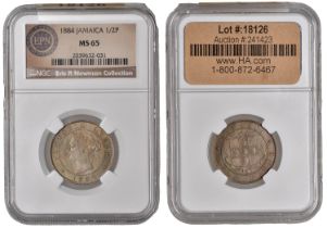 Jamaica , Victoria (1837-1901), Halfpenny, 1884 (Prid. 56; KM 16). Toned, good extremely fi...