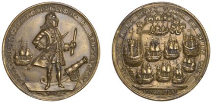 Admiral Vernon Medals, Capture of Portobello, 1739, a pinchbeck medal, unsigned, Vernon stan...