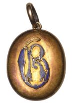 Jamaica, Morant Bay Rebellion, 1865, a gold locket, enamelled monogram RG on front, one insi...