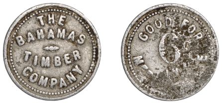 Bahamas, ABACO, The Bahamas Timber Company, aluminium 6 Cents, c. 1910, 23mm, 1.04g/12h (Lya...