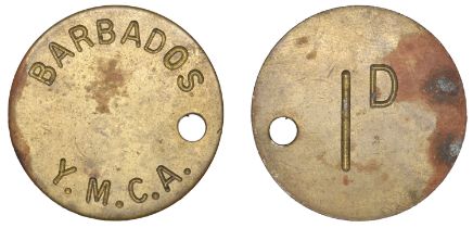 Barbados, Bridgetown, Young Men's Christian Association, brass Penny, undated, 32mm (Lyall 9...