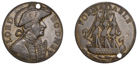 Dominica, Battle of the Saintes, [1782], a copper medalet, unsigned, uniformed bust of Lord...