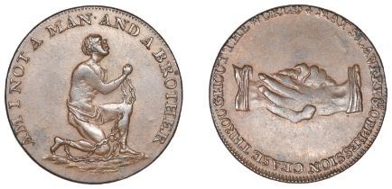 Great Britain, Lutwyche's Anti-Slavery Halfpenny, undated, edge plain, 7.68g/12h (DH Middles...