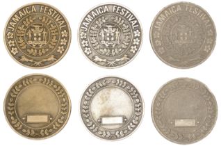 Jamaica, Jamaica Festival, c. 1963, award medals in white metal (2) and bronze, all un-named...