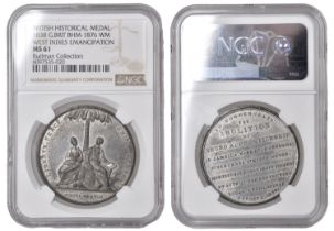 Great Britain, Emancipation in the West Indies, 1838, a white metal medal by J. Davis, legen...