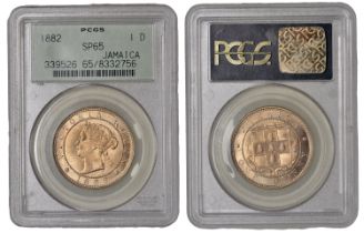 Jamaica , Victoria (1837-1901), Specimen Penny, 1882 (Prid. 13 var.; KM 17). About as struc...