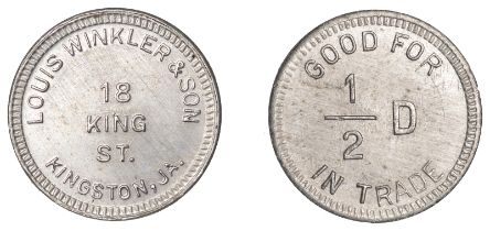 Jamaica, KINGSTON, Louis Winkler & Son, Halfpenny, c. 1912, aluminium, 19mm (Lyall 213; cf....