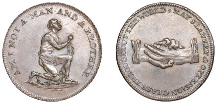 Great Britain, Lutwyche's Anti-Slavery Halfpenny, undated, edge payable in dublin or london,...