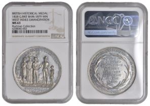 Great Britain, Emancipation in the West Indies, 1838, a white metal medal by T. Halliday, fi...