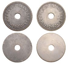 St Lucia, CASTRIES, Chastanet, coaling tokens (2), uniface, brass, 26mm (Lyall 466; Prid. 15...