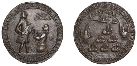 Admiral Vernon Medals, Capture of Portobello, 1739, a pinchbeck medal, unsigned, de Lezo kne...