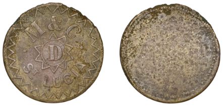 St Lucia, CASTRIES, Minvielle & Chastanet, coaling token, 1 Day, uniface, brass, 27mm (Lyall...