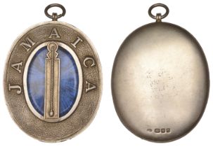 Jamaica, Masonic, a silver and enamel jewel by Ernest Pobjoy, pendulum, rev. faint trace of...