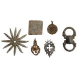 12th-14th century, artefacts (6), including heraldic pendants (2), fleur-de-lis in an openwo...