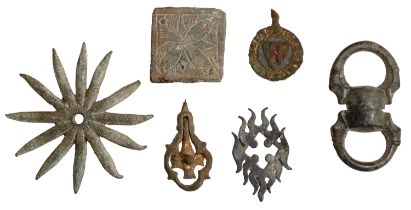 12th-14th century, artefacts (6), including heraldic pendants (2), fleur-de-lis in an openwo...
