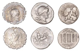 Roman Republican Coinage, M. Volteius M.f., Denarius, c. 78, laureate head of Jupiter right,...