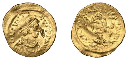 Byzantine Coinage, Justin II (565-578), Tremissis, Constantinople, 565-78, pearl-diademed an...