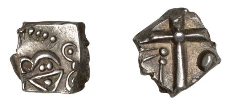 SOUTHERN GAUL, Cadurci, silver Drachm, 1st century BC, 'triangle-head' type, head with radia...