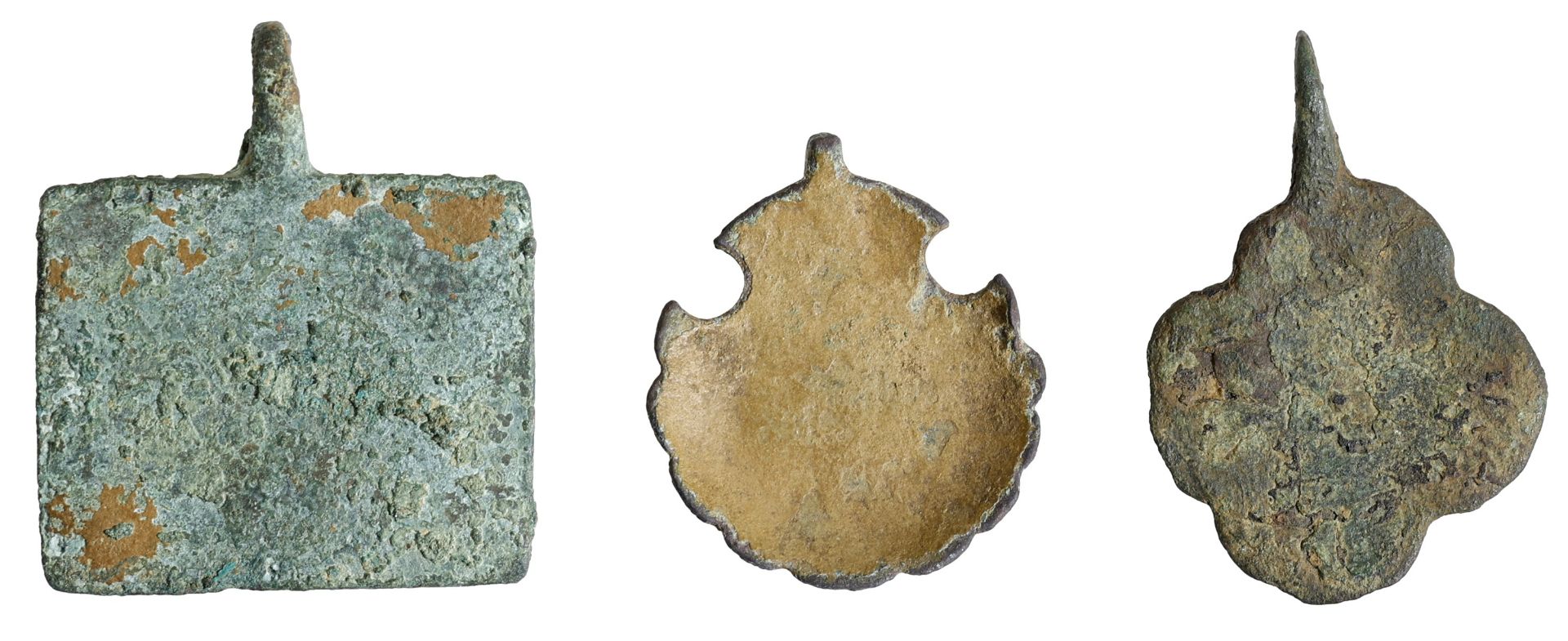 13th-14th century, heraldic/decorative pendants (3), including quatrefoil-shape with pierced... - Image 2 of 2