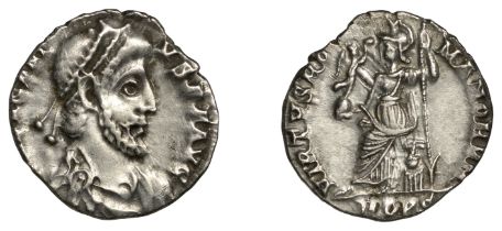 Roman Imperial Coinage, Eugenius (392-394), Siliqua, Milan, [d n ev]geni-vs p f avg, pearl-d...