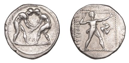 Greek Coinages, PAMPHYLIa, Aspendos, Stater, c. 370-333, two naked athletes wrestling, fn be...