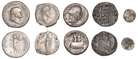 Roman Republican Coinage, M. Mussidius Longus, Denarius, 42, diademed and veiled bust of Con...