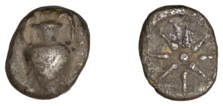 Greek Coinages, KORKYRA, Hemidrachm, 500-470, amphora, rev. star of eight rays, 2.29g (SNG C...