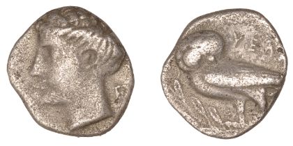 Greek Coinages, LUCANIA, Velia, Drachm, 430-420, head of Nymph left, rev. owl standing left...