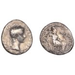 Roman Imperial Coinage, Tiberius (14-37), Denarius, Lugdunum, after 16, laureate bust right,...