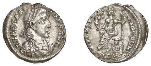 Roman Imperial Coinage, Arcadius (383-408), Siliqua, Milan, 395-402, d n arcadi-vs p f avg,...