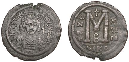 Byzantine Coinage, Justinian I (527-565), Follis, Nicomedia, yr 14 [540-1], facing bust, rev...