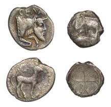 Greek Coinages, SICILY, Gela, Litra, c. 465-50, horse stepping right, wreath above, rev. for...