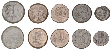 Roman Republican Coinage, Anonymous, Ã† Sextans, head of Mercury right, rev. ship prow right,...