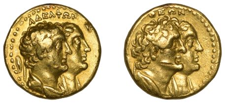 Greek Coinages, PTOLEMAIC KINGS OF EGYPT, Ptolemy II with ArsinÃ¶e II, Half Mnaieion (or Pent...