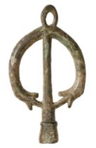 Late Saxon / Norman, 11th century, bronze staff or sceptre top, 10.5cm x 6cm, central shaft...