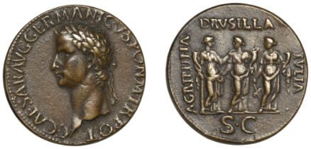 ROMAN IMPERIAL, Caligula, a cast Ã† 'Sestertius', after Giovanni Cavino (1500-1570), laureate...