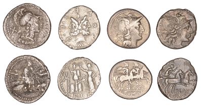Roman Republican Coinage, C. Scribonius, Denarius, c. 154, head of Roma right, wearing winge...
