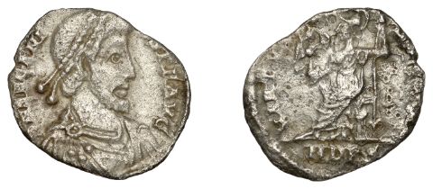Roman Imperial Coinage, Eugenius (392-394), Siliqua, Milan, d n evgeni-vs p f avg, pearl-dia...