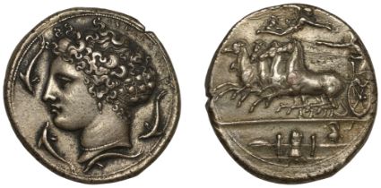 GREEK, an electrotype copy of a Dekadrachm of Syracuse, c. 405-367, 31.27g (cf. Head pl. 17,...