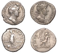 Roman Imperial Coinage, Hadrian, Denarii (2), both c. 121-3, revs. Roma seated left holding...