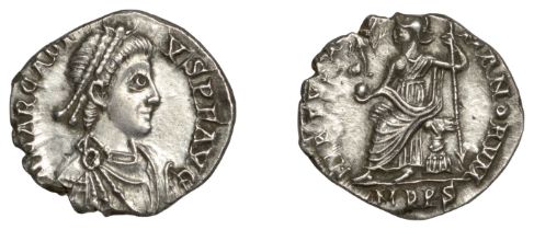 Roman Imperial Coinage, Arcadius (383-408), Siliqua, Milan, 395-402, d n arcadi-vs p f avg,...